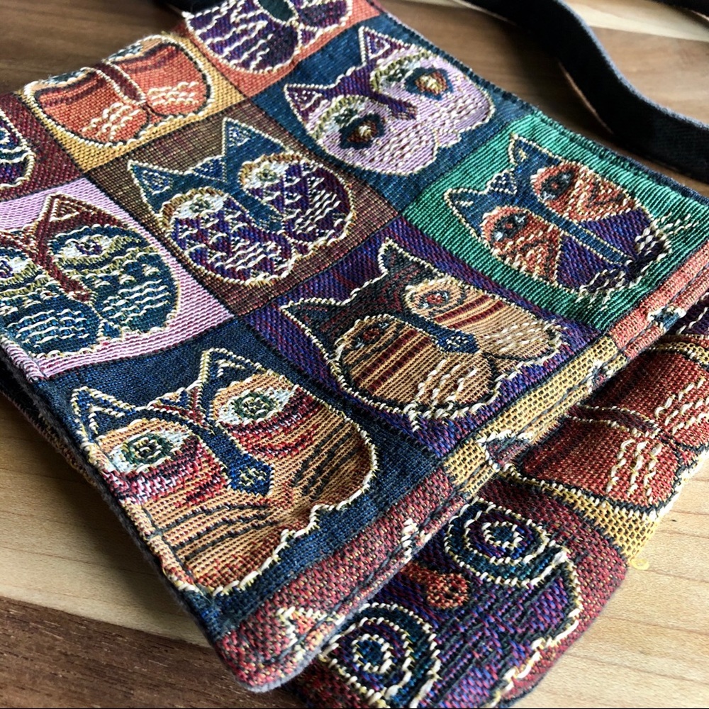 Laurel Burch Multi-Colored Cat Shoulder Bag Purse